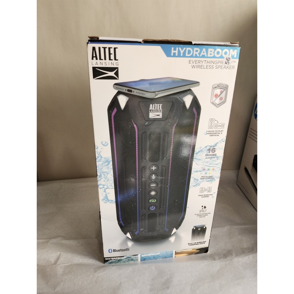 Altec Lansing HydraBoom Wireless Bluetooth Speaker Waterproof IMW1000 Black